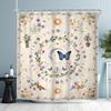 Charming Butterfly Wreath Shower Curtain - Water-Resistant Fabric For Bathroom - Perfect For Nature And Garden Lovers