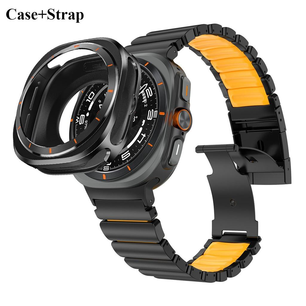 

Metal Case+Titanium Strap for Samsung Galaxy Watch Ultra 2025 47mm Luxury Band Anti-fall Alloy Cover for Galaxy Watch 7 Ultra Watch Ultra 47mm