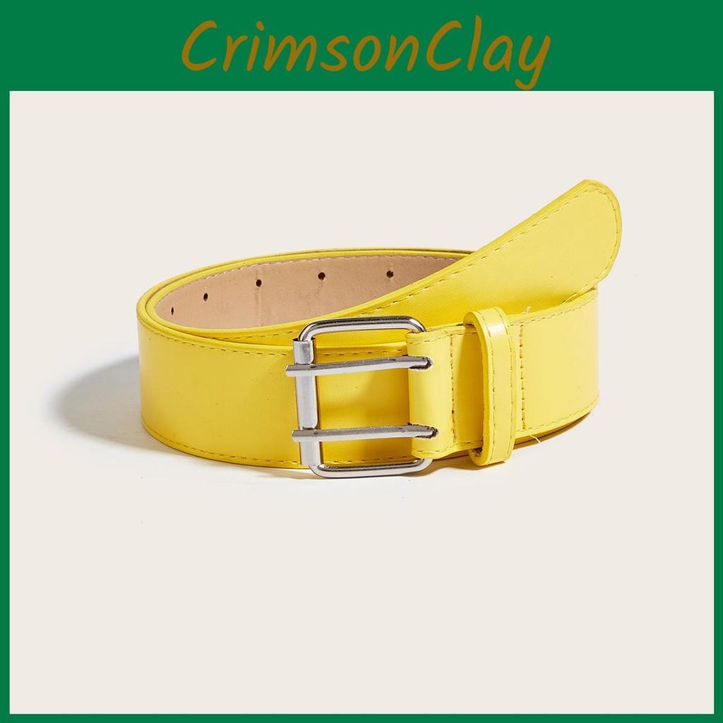 Simple Color Solid Metal Square Buckle Decoration Women Casual Belt Daily For