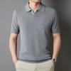Mens Cotton V Neck Short Sleeve Casual Knit Polo Shirt