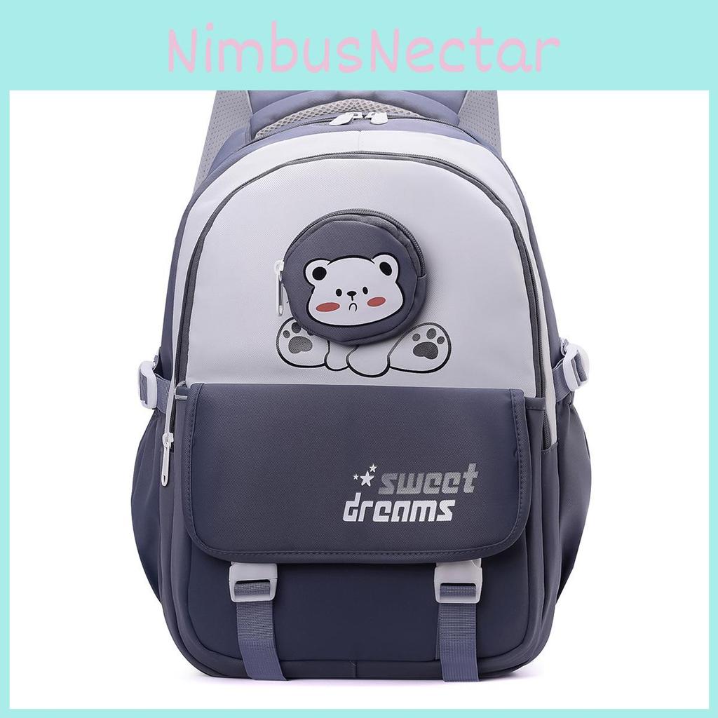 Casual Color Contrasting Backpack With Bear And Letter Print Design For Daily