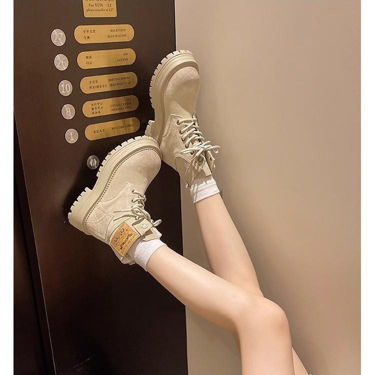 Martin Boots Short Boots Women's 2025 Autumn and Winter New Thick-soled Heightening Non-slip Boots Matte British Rhubarb Tooling