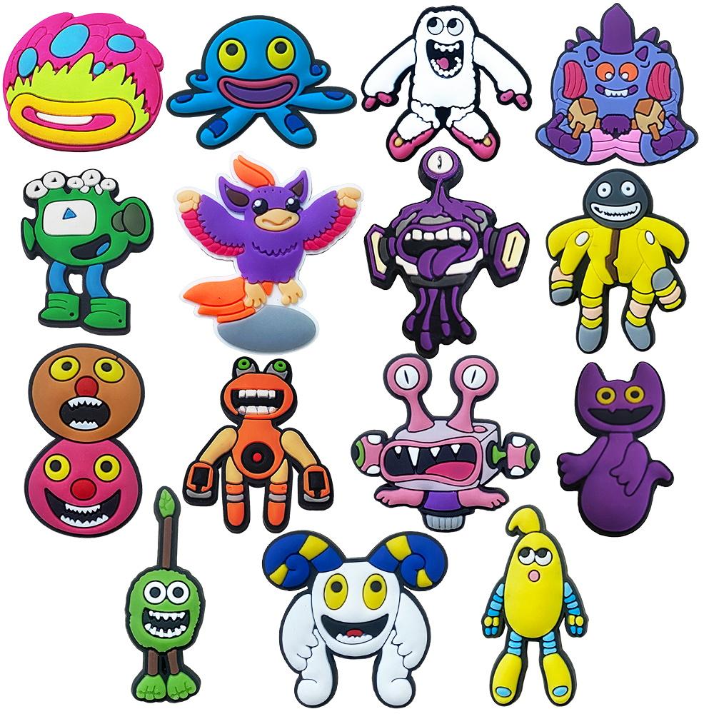 

15pcs Sets Monster Music Game Cartoon Series Shoe Accessories for Classic Wooden Clogs Decoration, Children s Gift