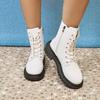 Fashionable Newstyle Comfortable Wear-Resistant Anti Slip Women'S Boots Winter Solid Color Elegant Lace Up Casual Mid-Tube Boots