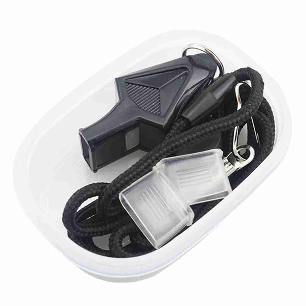 Professional Coach Whistle Coreless Match Whistle Set for School Outdoor Sports with Toothguard and Lanyard Black