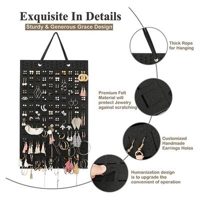 Organizador de exibição de joias montado na parede Bolsa Brinco vertical Colar Pulseira