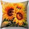 1Pc Oil Painting Style Sunflower Printed Throw Pillow Cover, Suitable For Sofa,Bedroom,Livingroom,Elegant Gift For Flower Lovers