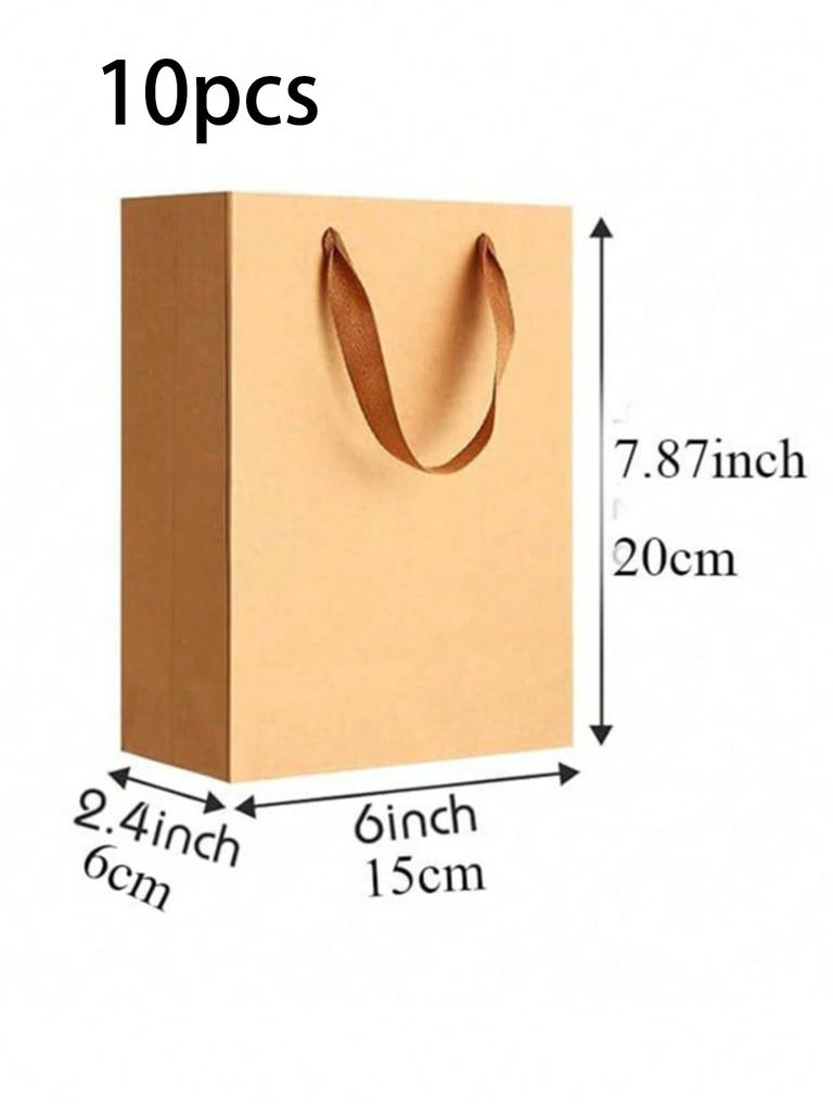 10/20pcs Gift Bags Handled Paper Bags Goodie Bags With Cloth Handles Gift Wrap Bags Shopping Bags Merchandise Bags For Business.