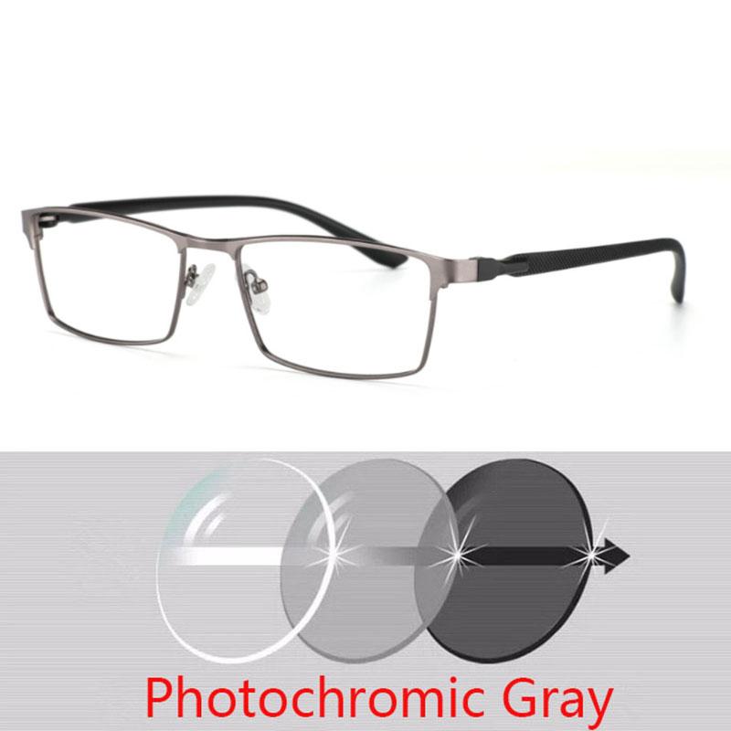 Photochromism Finished Nearsight Myopia Eyeglasses Full Metal Frames Degree Lens Diopters Glasses -1 -1.5 -2 -2.5 -3 -4 To -6