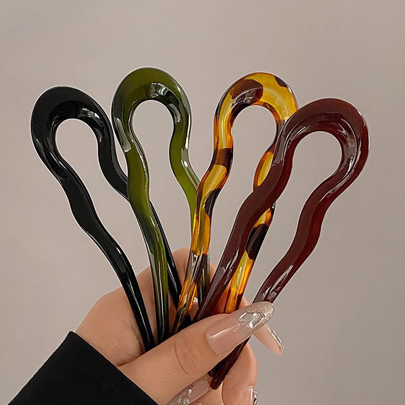 Elegant U-Shaped Hair Fork Fashion Simple Geometric Design Hair Sticks For Women Girls Temperament Hair Accessories Gifts