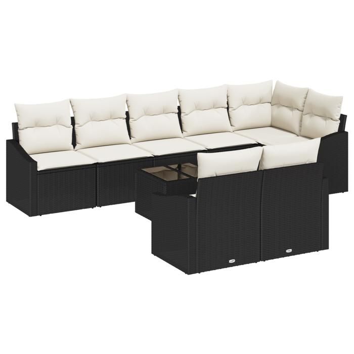 VidaXL Ensemble de salle à manger de jardin de 8 pièces avec coussins en rattan brun 3355446