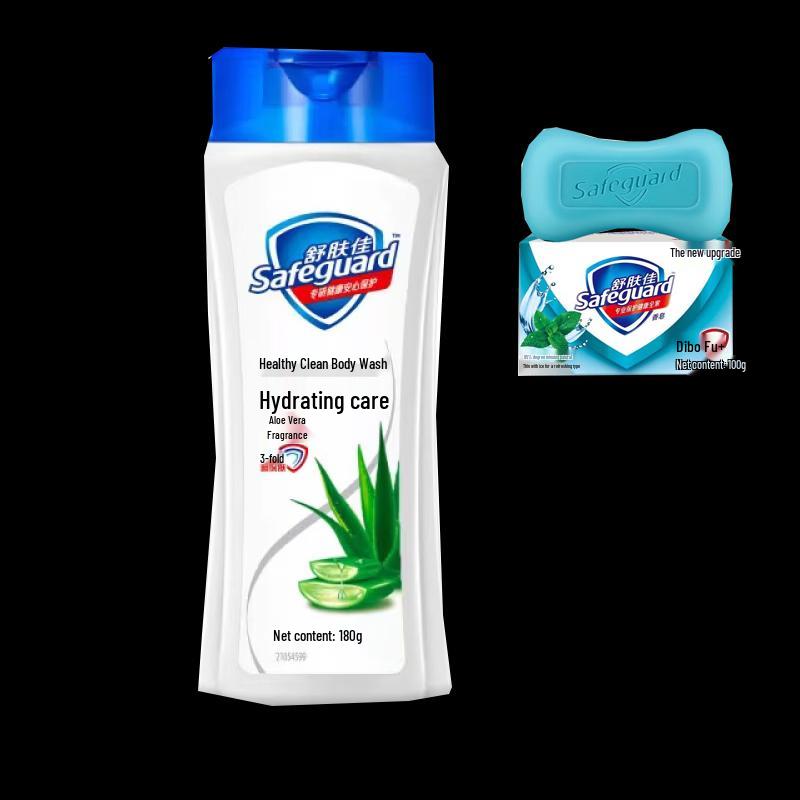 Safeguard Aloe Scent Body Wash 180g + Mint Soap 100g Set