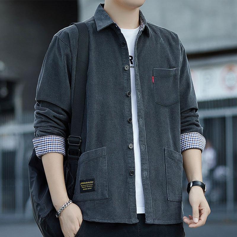 Shirt Men s Long Sleeve Coat Autumn Casual Loose Fit M