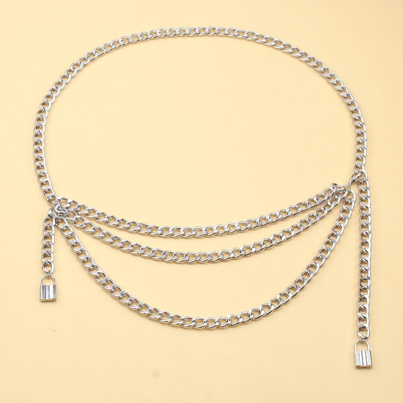 Metal Hip Chain With Vintage Lock Pendant For Unisex Body Jewelry