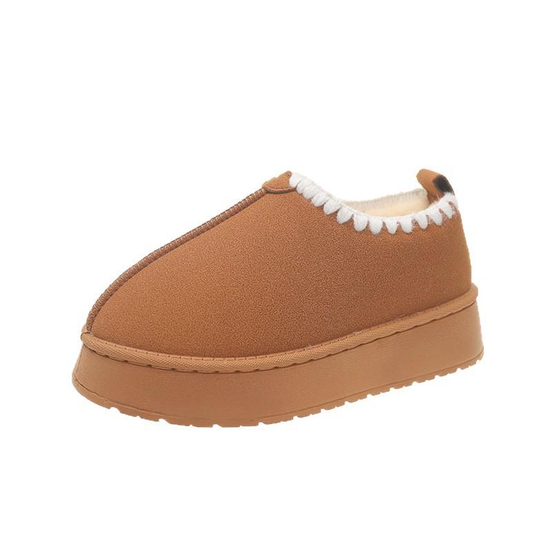 2025 winter new fashion Korean version bag head slippers muffin bottom suede thickened cotton slippers warm snow boots women