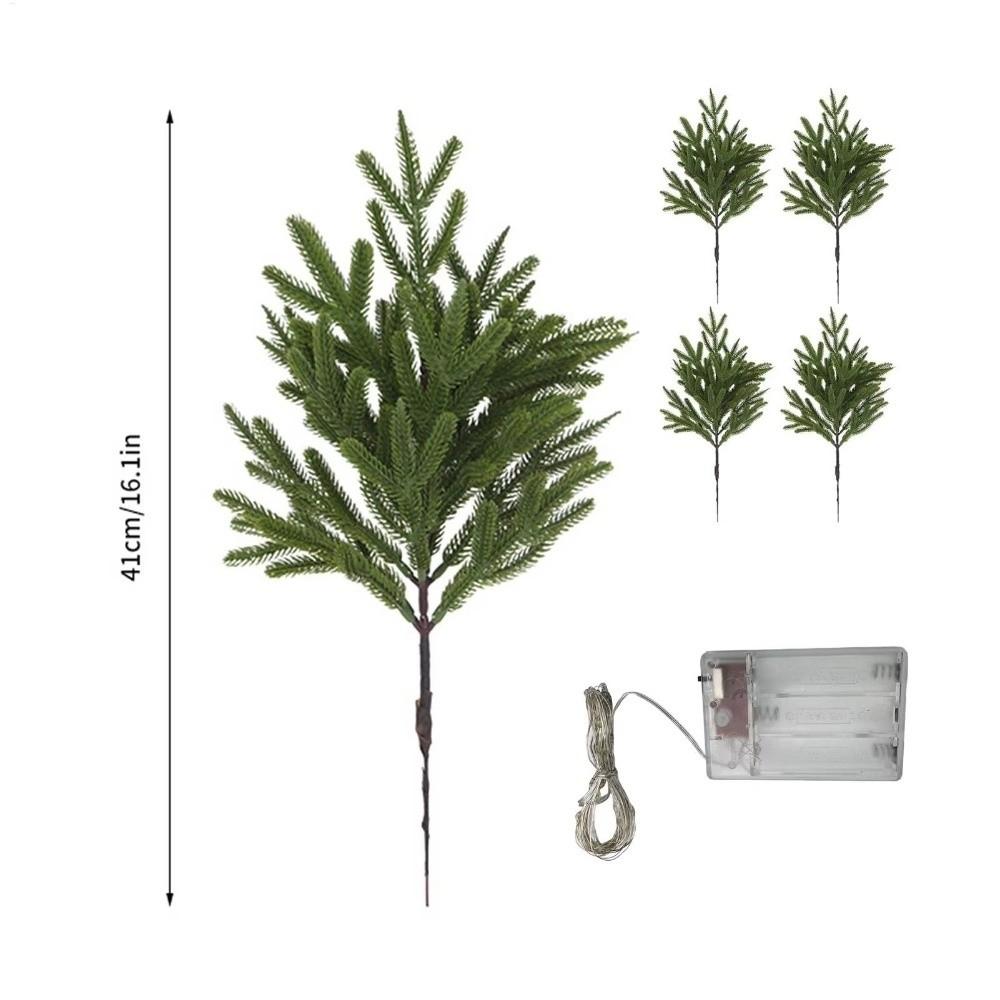 5/10Pcs with Lights Faux Christmas Norfolk Pine Stem  for Home/Office/Wedding