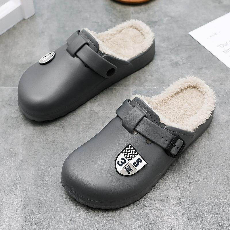 

Осенью и зимой новые большие размеры хлопковые мопсы для дома теплая мужская обувь для дома сумка для головы модная повседневная обувь для улицы из хлопка 45