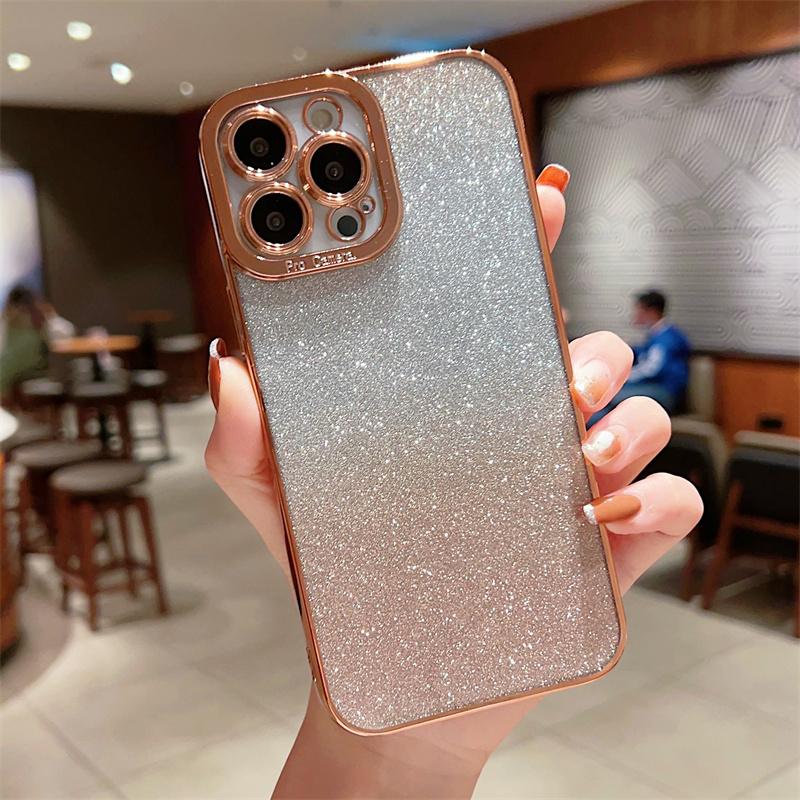 Gradient Glitter Electroplated Clear Phone Case For iPhone 14 13 12 11 Pro Max 7 8 Plus SE  Mini Soft Cover