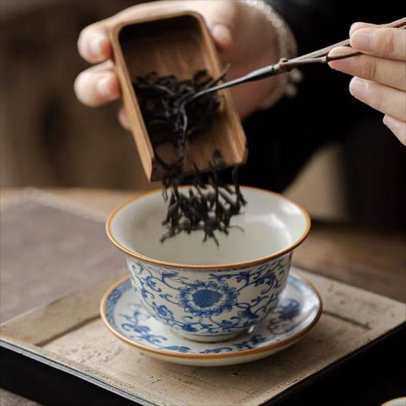 Meikou Ru Ware Modrobílý rotační Sancai Gaiwan