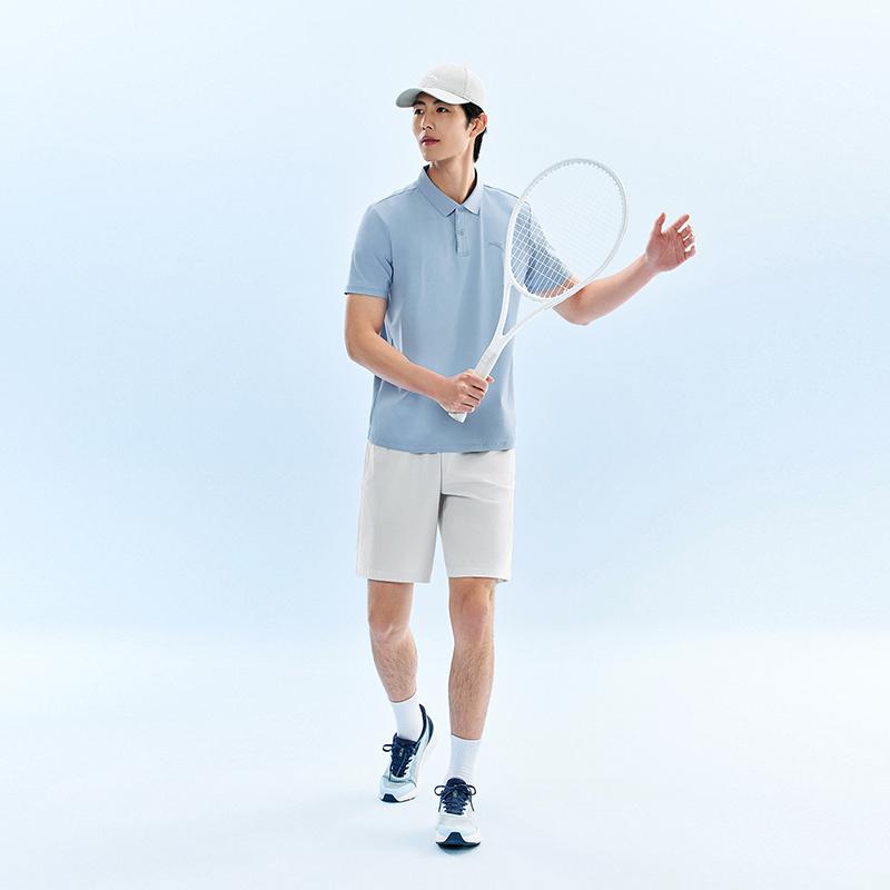 Anta Training Short Sleeve Polo Shirt Summer 2026 Men tops Blue Gray 952627120-3