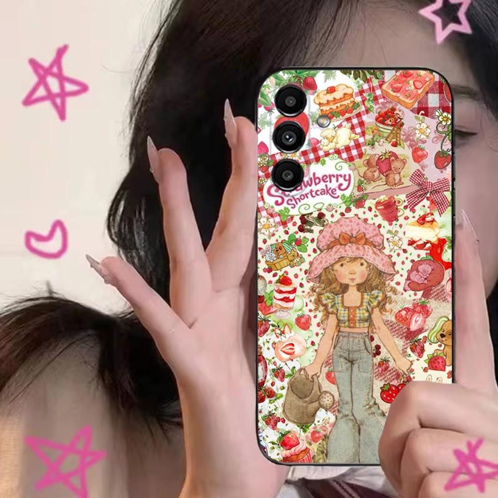 S-Strawberry S-Shortcakes Phone Case For Samsung S24,S21,S22,S23,S30,Ultra,S20,Plus,Fe,Lite,Note,10,9,5G Black Soft Cover