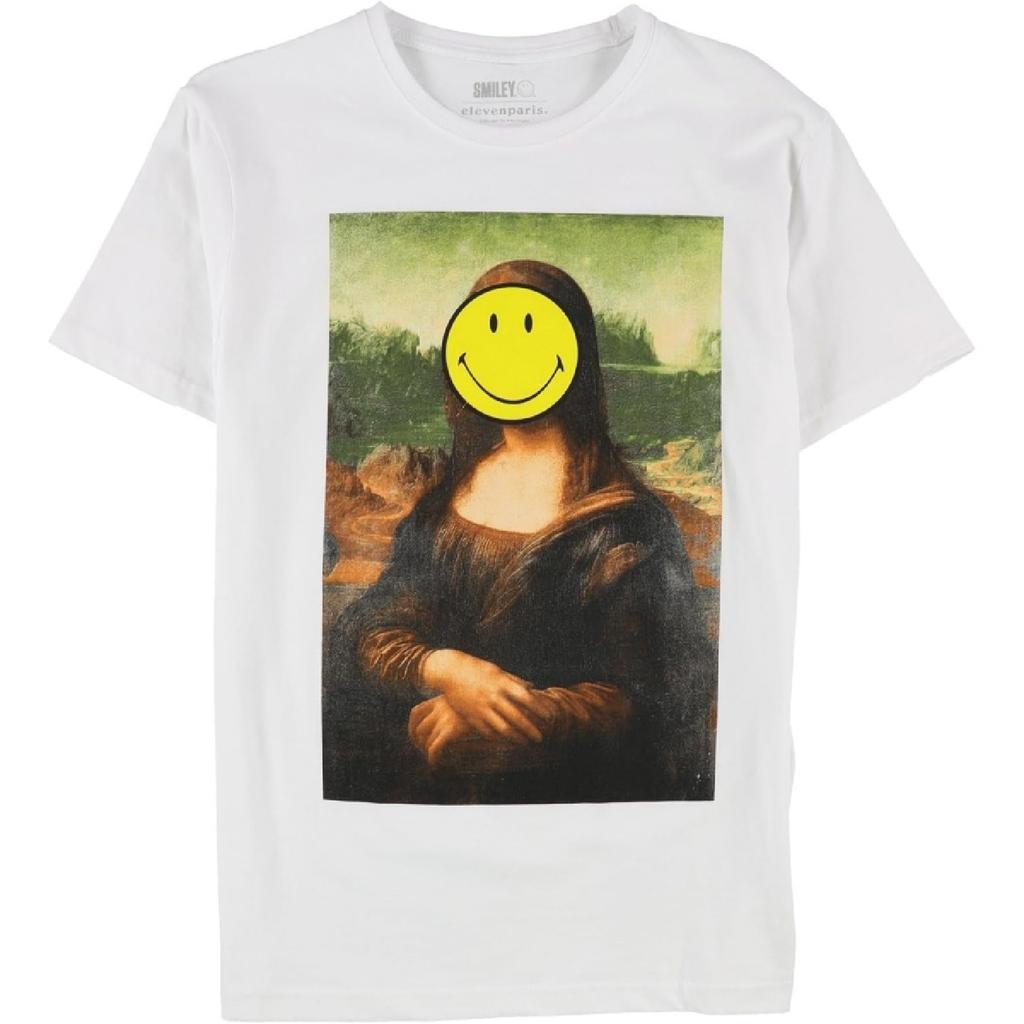 Herren Mona Lisa Grafik-T-Shirt, Weiß, Mittel