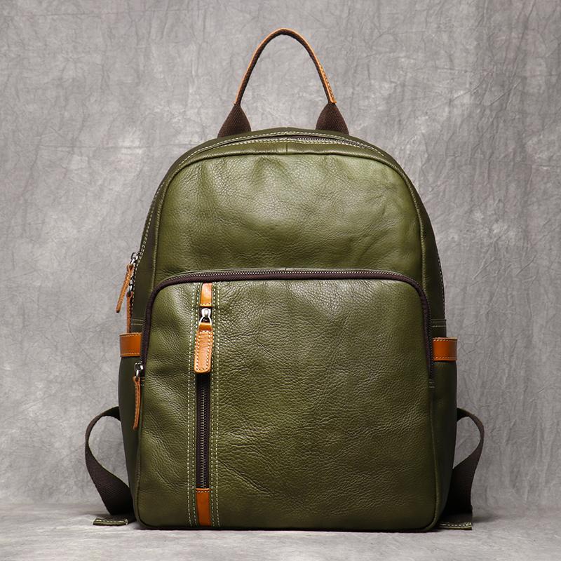 

Men s Genuine Leather Travel Backpack Leisure College Teenager Backpacks School Backpack Man 15 Laptop Bag Leathfocus 15 inches