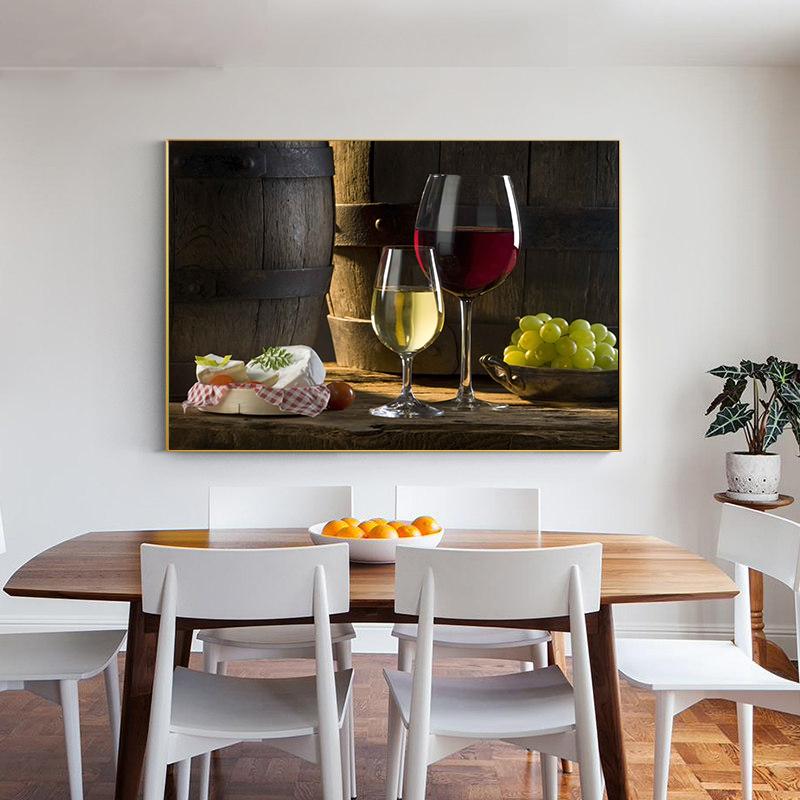 Grape Wine Photo Modern Wall Food Art Canvas Print Poster Alcohol Drink Nosh Picture for Kitchen Dining Room Home Decor Cuadros