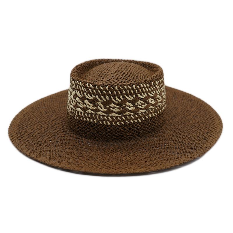 Japanese And Korean Version Of Small Fresh Hand-Woven Panama Wide-Brimmed Top Hat For Men And Women Summer Vacation Sunshade Sunscreen Straw Hat