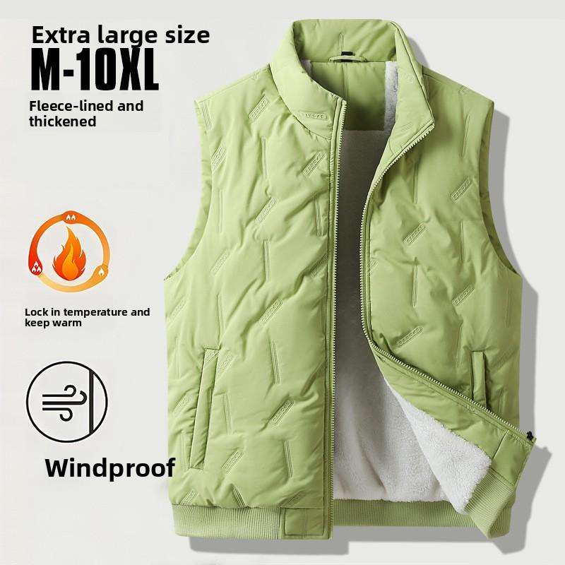 

Мужской пуховый хлопковый жилет большого размера Осень Зима Теплый жилет Флисовый парный наряд Новая повседневная куртка без рукавов 10XL зелёный