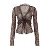 Hot-selling women's clothing in Europe and America, new summer products, fashionable and sexy mesh see-through cardigan, lace-up T-shirt wholesale