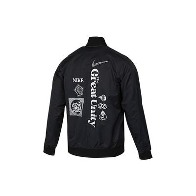 Sportsjakke med alfabetlogo trykk, casual, for menn, yttertøy, svart DM7900-010