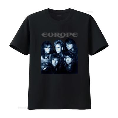 Europe Band Members T Shirt Heavy Cotton S 5Xl Black Classic Rock Design Mm465 Vintage Washed Homme Streetwear Versatile