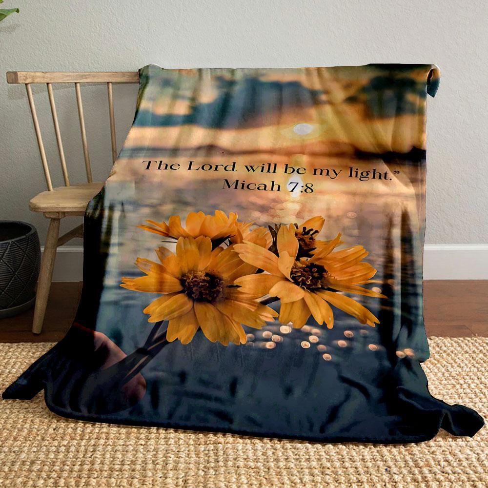 

Sunset Flower Scripture Blanket Printed Blanket for Living Room Bed Couch lunch break Soft Cozy Blanket for Friend s festival Gift 80cm x 120cm