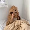 Kawaii Bear Hooded Blanket Fleece Material Wearable Blanket Winter Hooded Cloak  Living Room