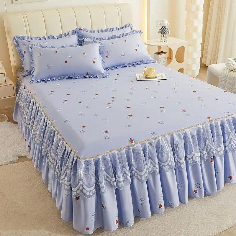 1pcs Korean Style Small Fresh Bed Skirt, Non Slip Bed Cover, Bed Sheet, Bed Cover, Mattress Protection Cover, Single Double Bed