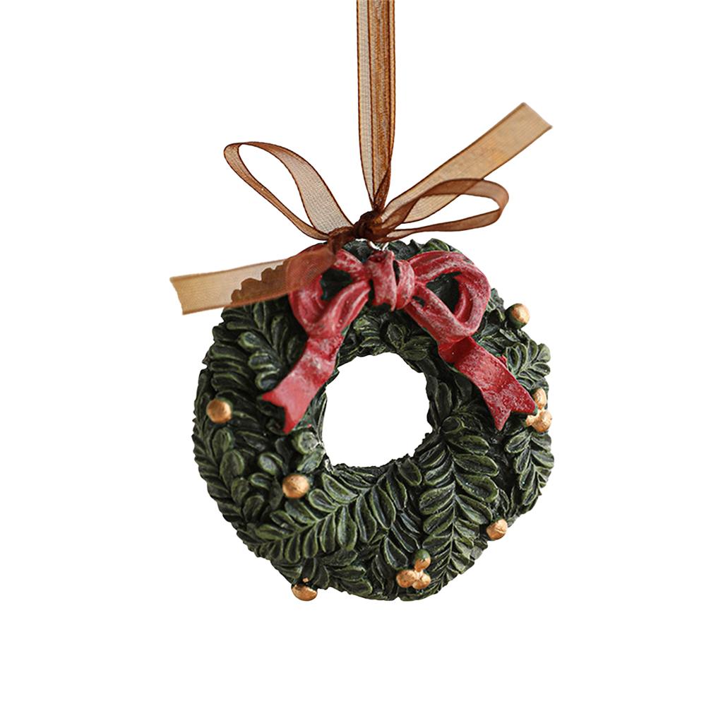 Christmas Tree Ornament Resin Hand-Painted Hanging Decor With Rope Vintage Bell Pendant For Holiday Home Party Decoration