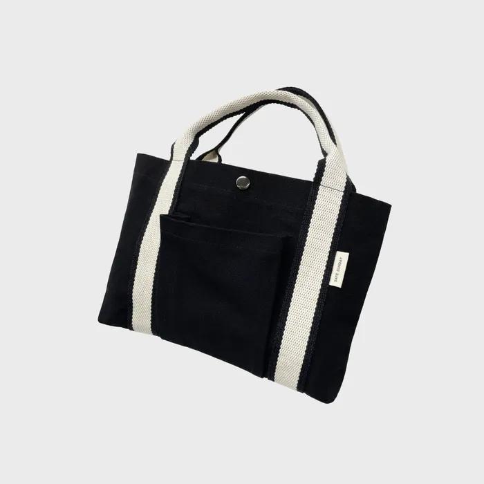 Safe Sunday Pocket Tote Bag (Black/Ivory)