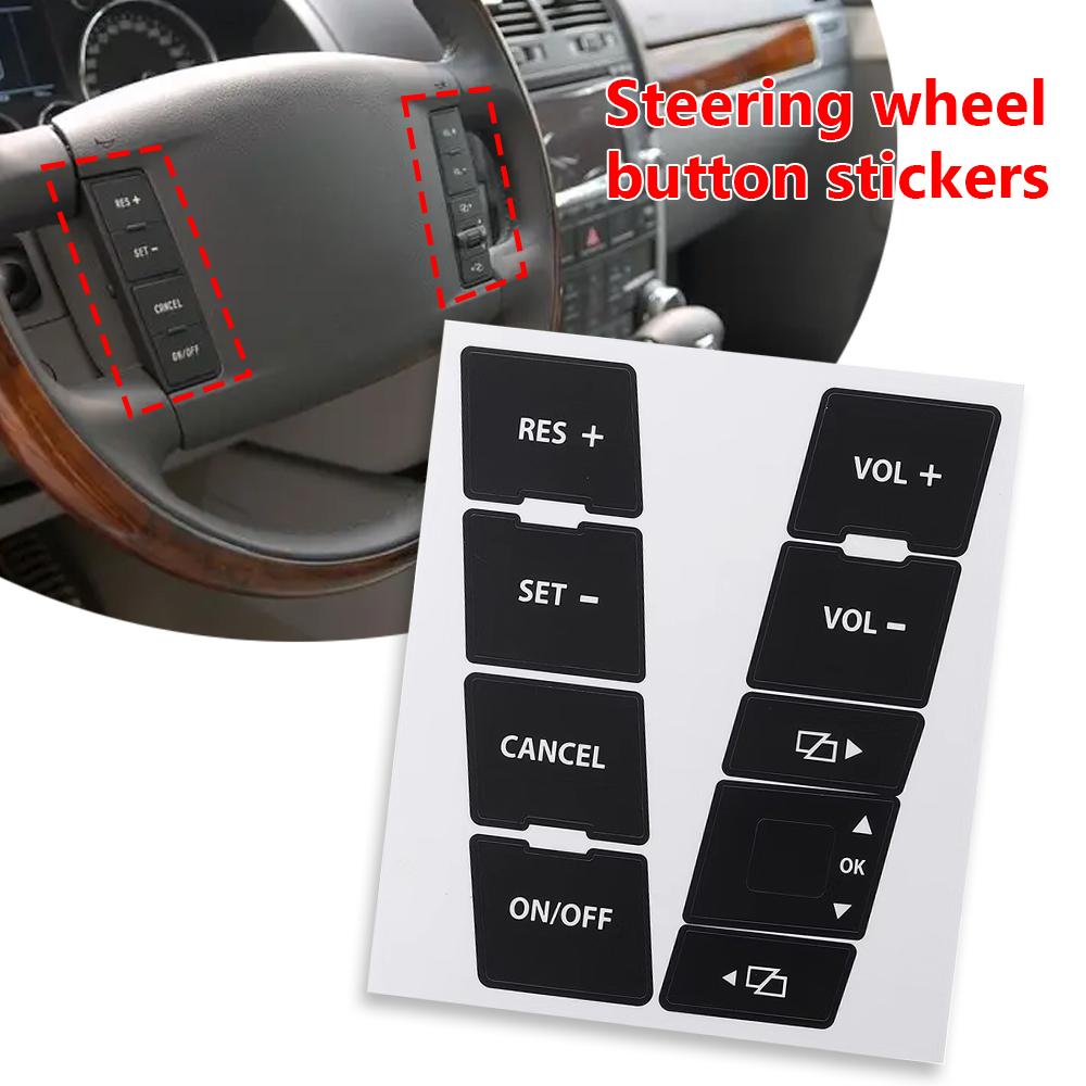 8ks Sada samolepek pro opravu tlačítek multimédií do auta pro 2005-2010 Volkswagen Jetta Passat Touareg Opravné samolepky Autopříslušenství