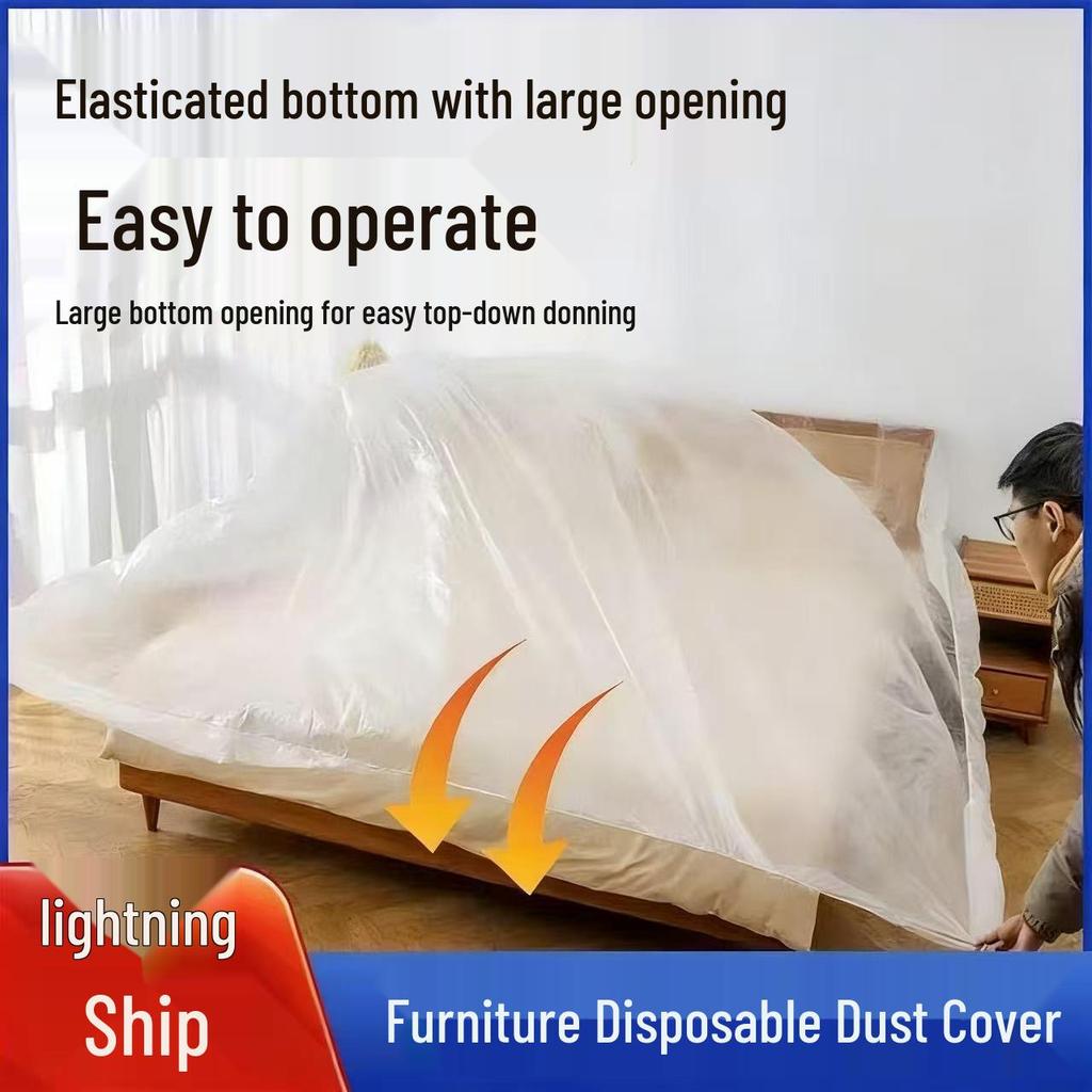 Thickened Transparent Dust Cover with Elastic Cuffs for Furniture Protection