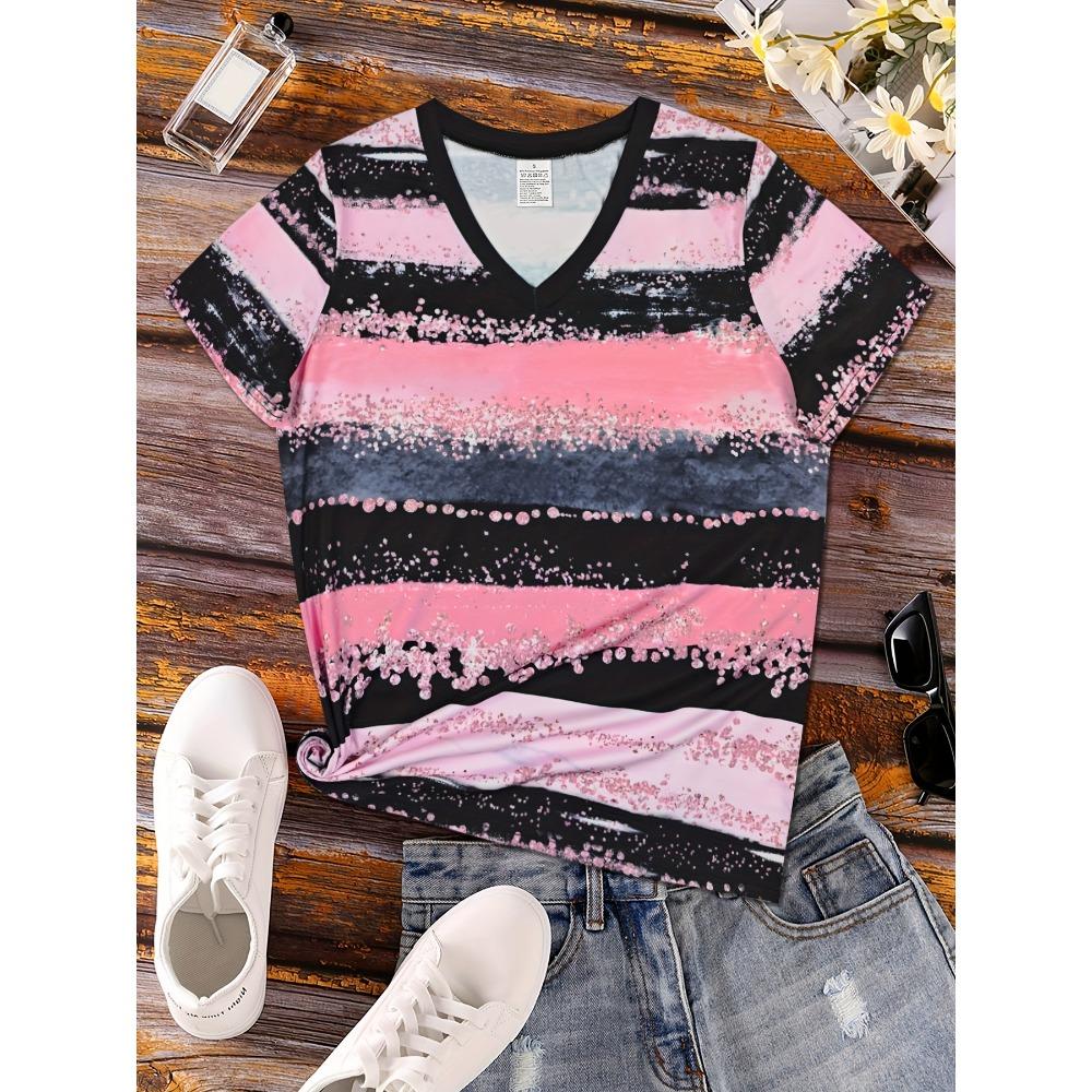 Breathable V-neck short-sleeve T-shirt, casual sports shirt, spring/summer new women's short-sleeve top