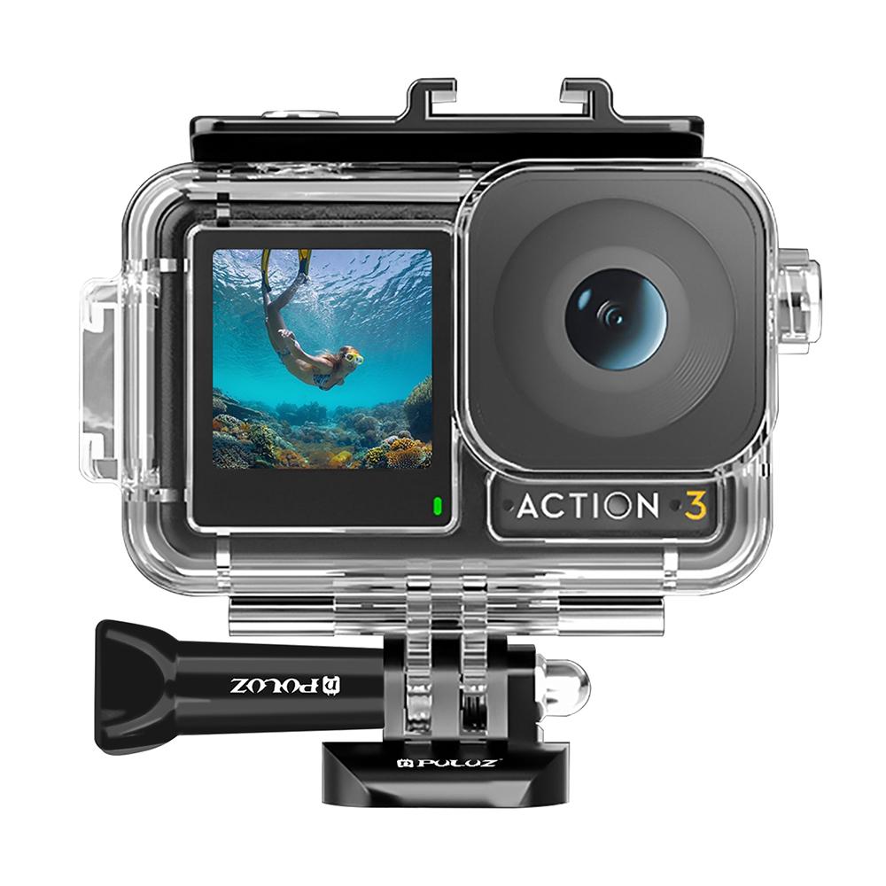 PULUZ PU808 For DJI Osmo Action 3 Case 40M Waterproof Cover with Cold Shoe Mount/Bracket A