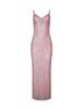 Damen Sexy Geblümtes Maxikleid V-Ausschnitt Spaghettiträger mit Offenem Rücken Figurbetontes Geblümtes Rückenfreies Kleid für Sommerurlaub Strand Romantische Anlässe