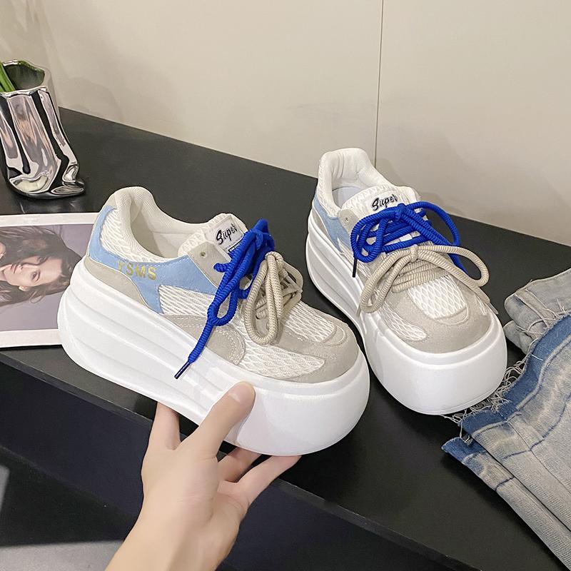 2025 Designer Women Platform Casual Buffalo Sneakers Low-top Light 6cm Sole Breathable Shoes Outdoor White Tennis Lace-up