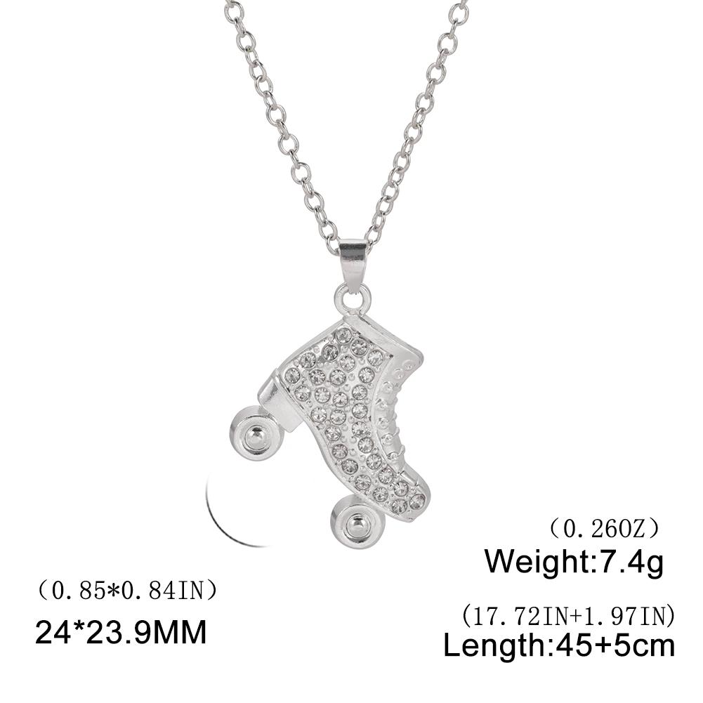 Lucktune Alloy Roller Skates Pendant Necklace for Women Ice Skating Shoes Crystal Zircon Choker Necklace Jewelry Winter Gift New