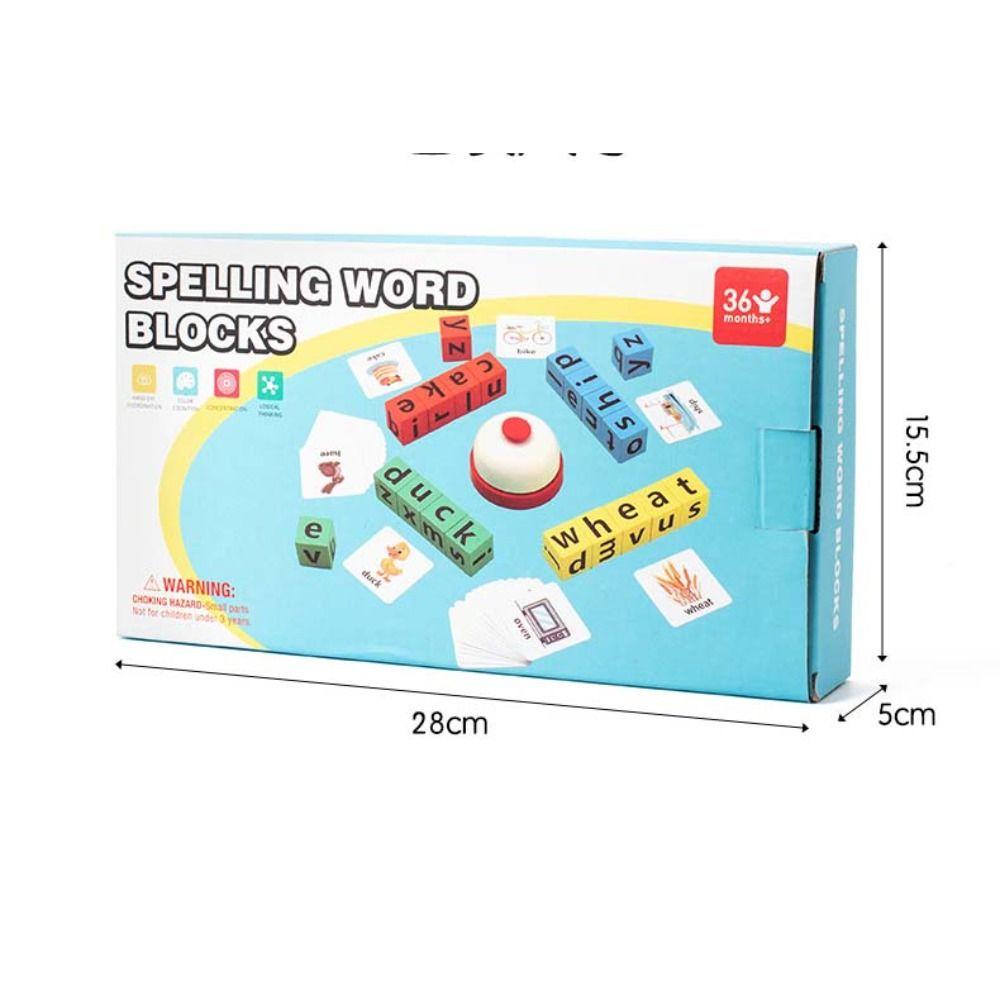 English Card English Word Spelling Toy Wooden Multi Letter Spelling Block  Kindergarten