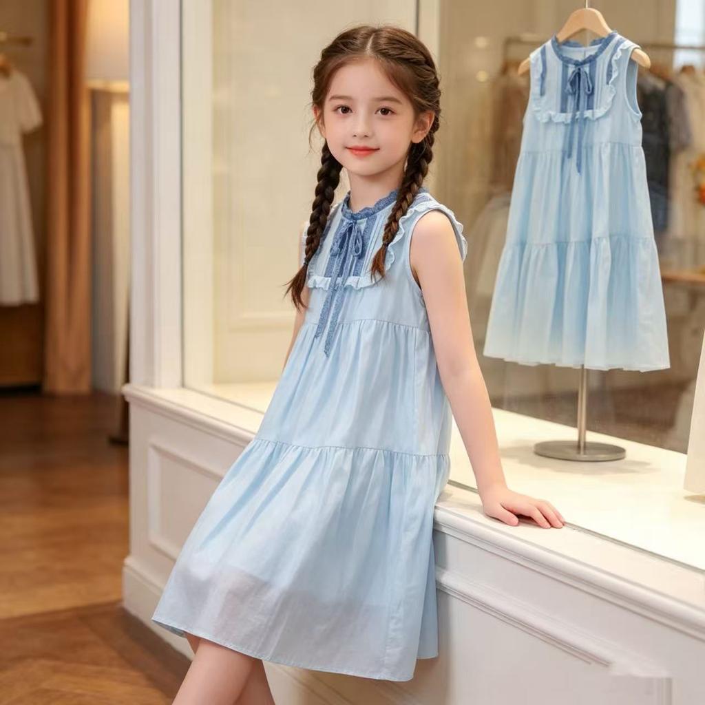 Blue Sleeveless Dress for Girls