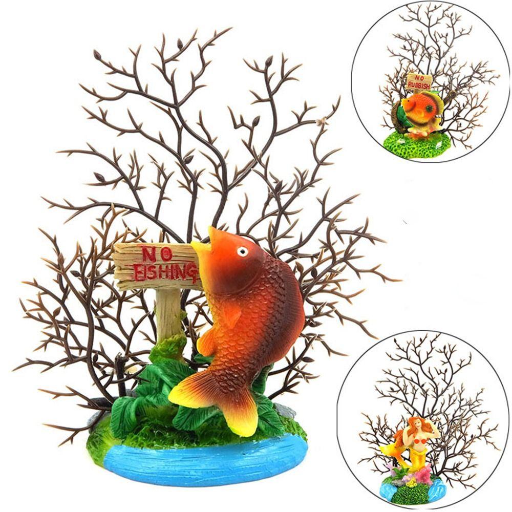 Colorful Mermaid Coral Branch Ornament Resin Craft Sea Tree Ornament  Fish Tank Supplies