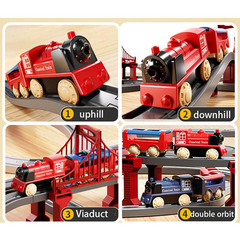 44 Stück/Set Elektrische Eisenbahngleis-Sets Montage Schienenbahn Zugauto Spielzeug Junge Pädagogisches Simulationsmodell Weihnachtsgeburtstagsgeschenk