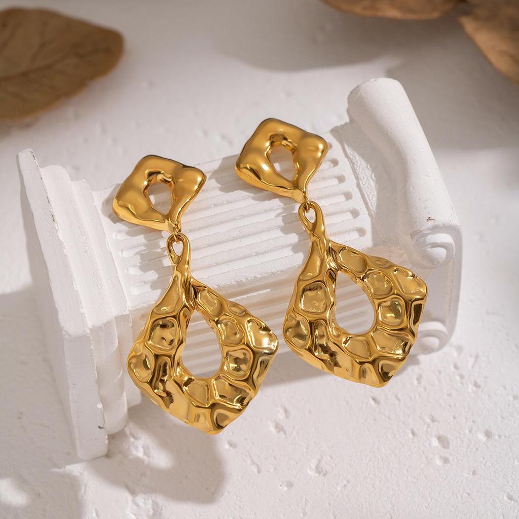 Xia Ling Geometric Pleated 18K Gold-Plated Stainless Steel Earrings